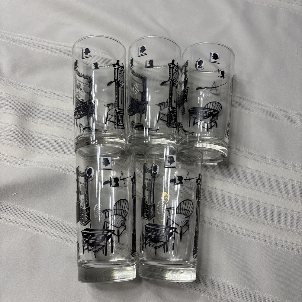 Libbey Colonial Homestead Vintage Drinking Glasses High Ball Set of 5 - Picture 5 of 10